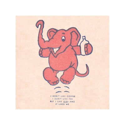 Ich mag Gin Pink Elephant, San Francisco, 1930er Jahre [Square Prints] - 21 x 21 cm (ca. 8 x 8 Zoll) Archival Print (ungerahmt)