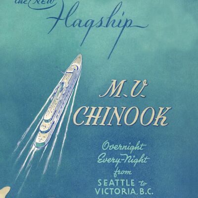 M V Chinook, Seattle - Victoria BC 1950s - A4 (210x297mm) Archival Print (Unframed)