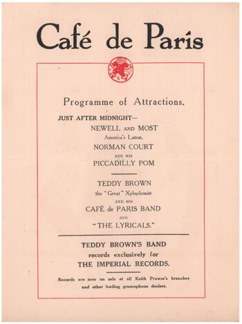 Café De Paris, Londres des années 1920 - A4 (210x297mm) impression d'archives (sans cadre) 2
