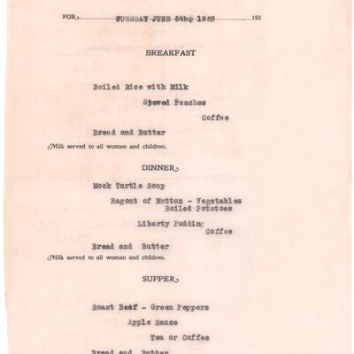 Ellis Island Immigrant Dining Room Menu 1923 - A4 (210x297mm) Archival Print (Unframed)
