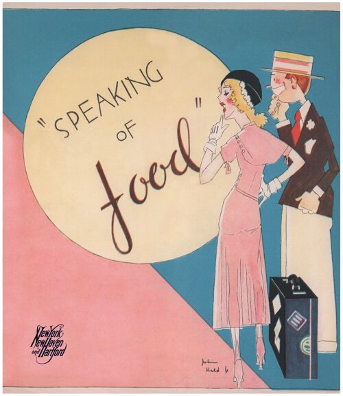 John Held Jr New Haven Railroad "Speaking of Food" 1932 - A4 (210x297mm) Archival Print (Unframed)