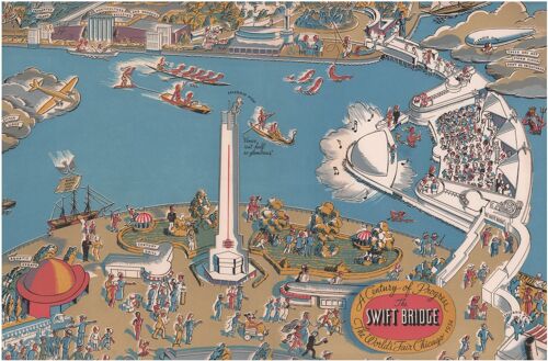 The Swift Bridge, The World's Fair Chicago 1934 - 50x76cm (20x30 inch) Archival Print (Unframed)