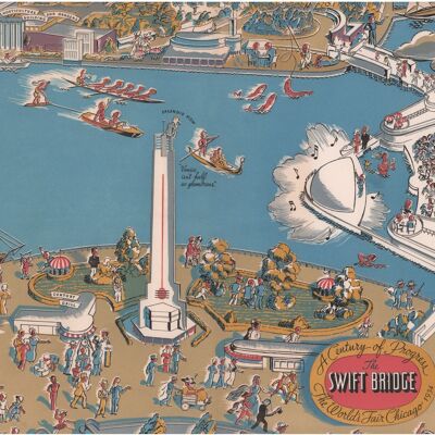 The Swift Bridge, The World's Fair Chicago 1934 - Impresión de archivo de 50x76 cm (20x30 pulgadas) (sin marco)