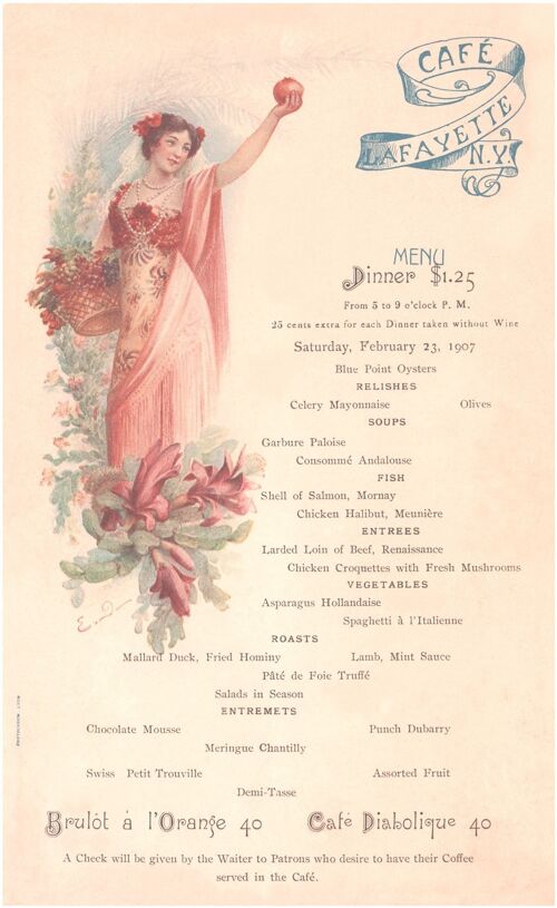 Café Lafayette, New York 1907 - A4 (210x297mm) Archival Print (Unframed)