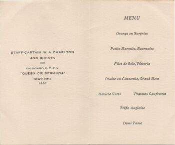 Reine des Bermudes, 1937 Menu Art par Alistair K. MacDonald - A3+ (329 x 483 mm, 13 x 19 pouces) impression d'archives (sans cadre) 2