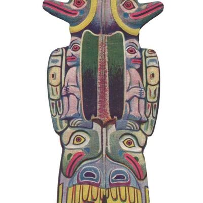 Old Kasaan Totem Pole, Steamship Spokane, Alaska 25 agosto 1908 - A3 (297x420mm) Stampa d'archivio (senza cornice)