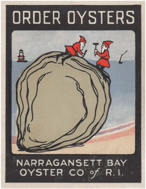 Order Oysters, Cinderella Stamp 1912-1915 - A4 (210x297mm) Archival Print (Unframed)