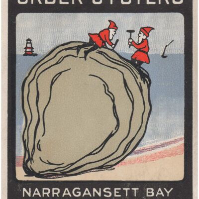 Order Oysters, Cinderella Stamp 1912-1915 - A4 (210x297mm) Archival Print (Unframed)