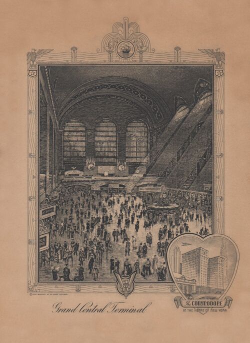 Commodore Hotel, Grand Central New York 1945 - 50x76cm (20x30 inch) Archival Print (Unframed)