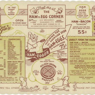 Ham n Egg Corner, New York 1950s - A3+ (329x483mm, 13x19 inch) Archival Print (Unframed)