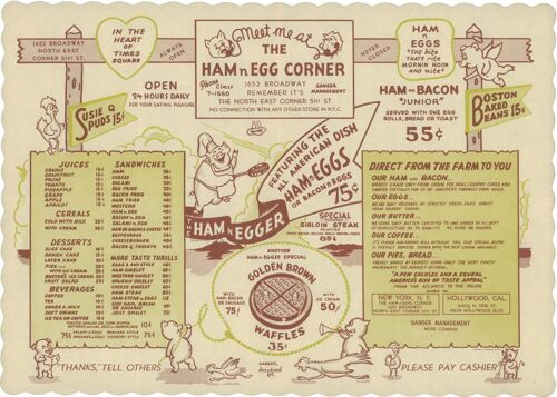 Ham n Egg Corner, New York 1950s - A2 (420x594mm) Archival Print (Unframed)
