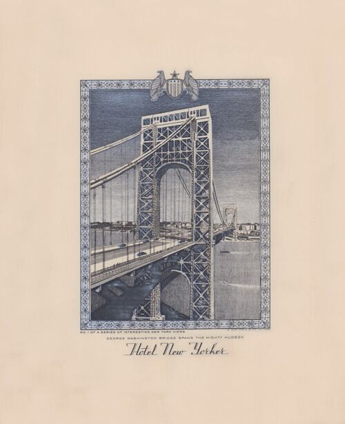 Hotel New Yorker, George Washington Bridge, New York 1941 - A4 (210x297mm) Archival Print (Unframed)