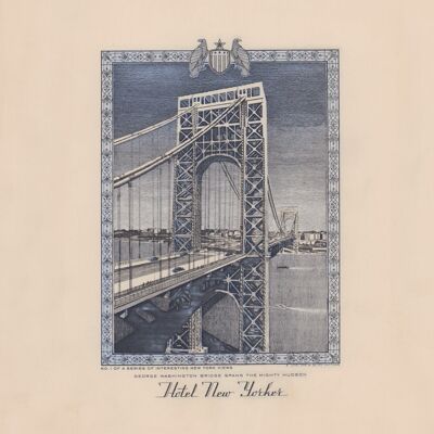 Hotel New Yorker, George Washington Bridge, New York 1941 - A4 (210x297mm) Archivdruck (ungerahmt)