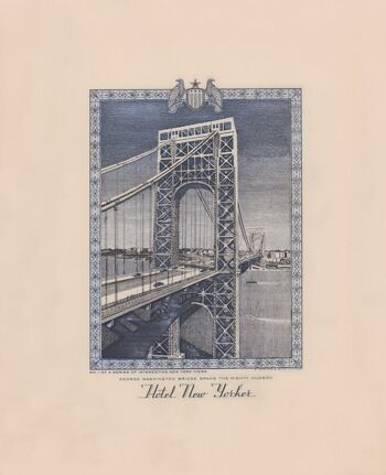 Hôtel New Yorker, George Washington Bridge, New York 1941 - A4 (210x297mm) impression d'archives (sans cadre) 1