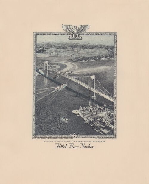 Hotel New Yorker, Bronx Whitestone Bridge, New York 1941 - A4 (210x297mm) Archival Print (Unframed)