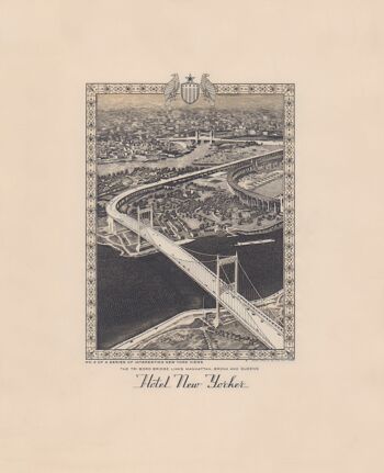 Hôtel New Yorker, Tri Boro Bridge, New York 1941 - 50x76cm (20x30 pouces) Tirage d'archives (Sans cadre) 1