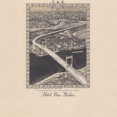 Hotel New Yorker, Tri Boro Bridge, New York 1941 - A1 (594x840mm) Archival Print (Unframed)