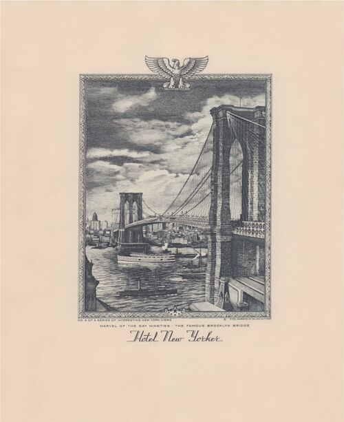 Hotel New Yorker, Brooklyn Bridge, New York 1941 - A4 (210x297mm) Archival Print (Unframed)