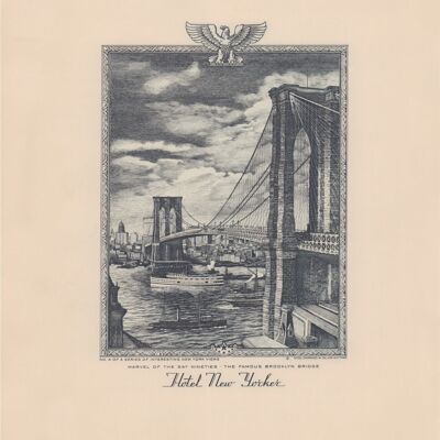 Hotel New Yorker, Brooklyn Bridge, New York 1941 - A4 (210 x 297 mm) Archivdruck (ungerahmt)
