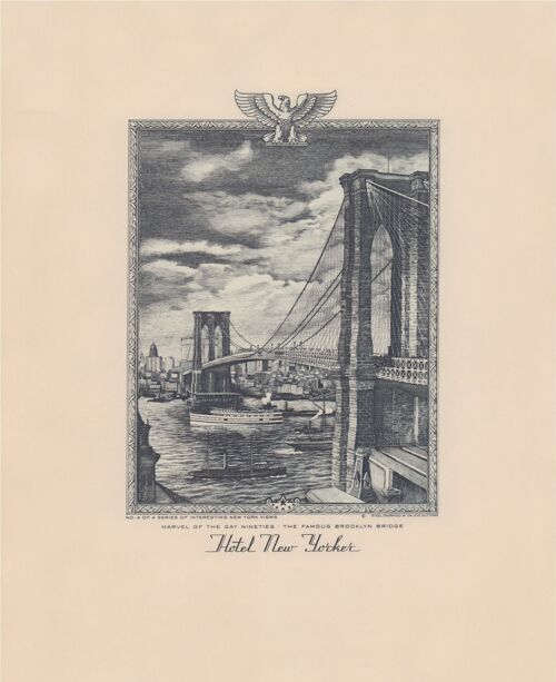 Hotel New Yorker, Brooklyn Bridge, New York 1941 - A2 (420x594mm) Archival Print (Unframed)