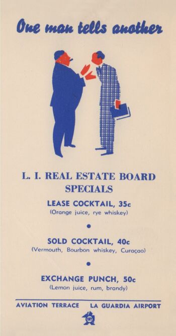 L.I. Promotions du conseil immobilier (cocktails) 1940 - 50 x 76 cm (20 x 30 pouces) impression d'archives (sans cadre)