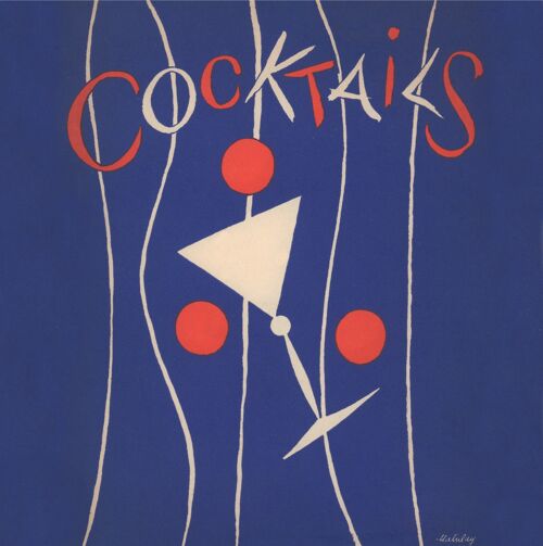 Cocktails La Guardia Airport 1940 Laszlo Matulay Illustration - 12x12 inch Archival Print (Unframed)