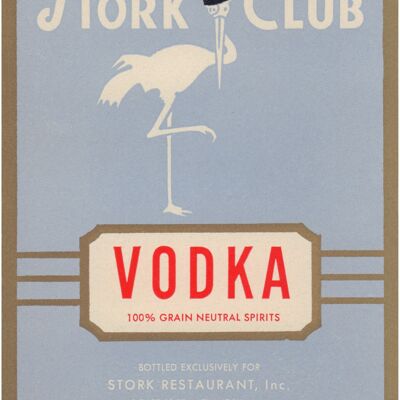 Stork Club Liquor Label - Vodka 1940s - A3 (297x420mm) Archival Print (Unframed)