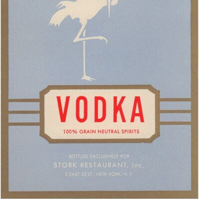 Stork Club Liquor Label - Vodka 1940s - A3+ (329x483mm, 13x19 inch) Archival Print (Unframed)