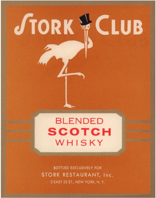Stork Club Liquor Label - Whisky 1940s - 50x76cm (20x30 inch) Archival Print (Unframed)