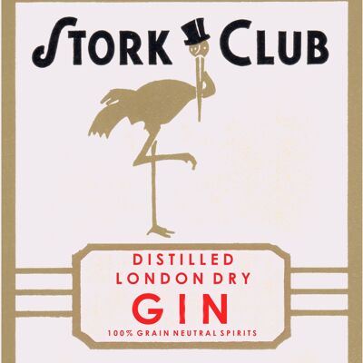 Stork Club Liquor Label - Gin 1940s - A3 (297x420mm) Archival Print (Unframed)