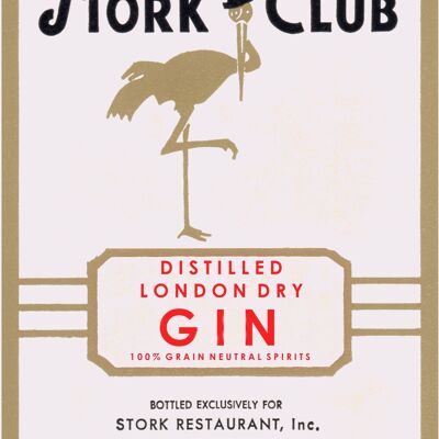 Étiquette d'alcool Stork Club - Gin des années 1940 - A3 + (329 x 483 mm, 13 x 19 pouces) impression d'archives (sans cadre)