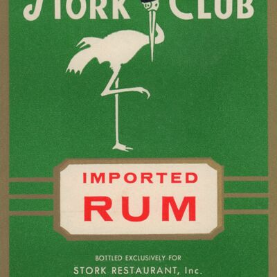 Stork Club Liquor Label - Rhum des années 1940 - A4 (210x297mm) impression d'archives (sans cadre)