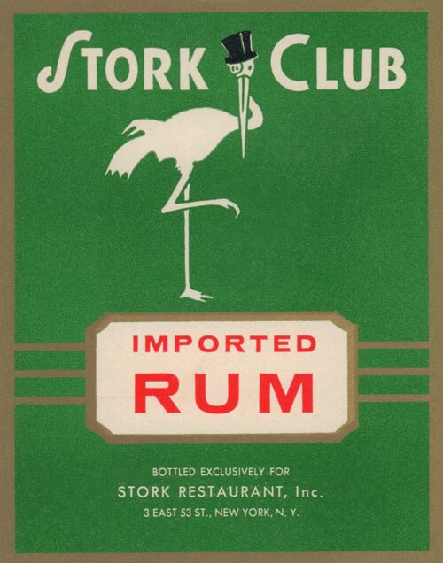 Stork Club Liquor Label - Rum 1940s - A3 (297x420mm) Archival Print (Unframed)