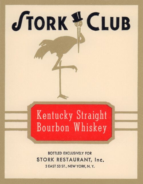 Stork Club Liquor Label - Kentucky Straight Bourbon Whiskey 1940s - A4 (210x297mm) Archival Print (Unframed)