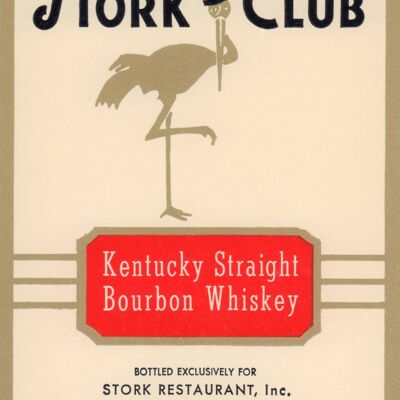 Stork Club Liquor Label - Kentucky Straight Bourbon Whisky 1940er Jahre - A4 (210 x 297 mm) Archivdruck (ungerahmt)