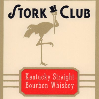 Stork Club Liquor Label - Kentucky Straight Bourbon Whiskey 1940s - 50x76cm (20x30 inch) Archival Print (Unframed)