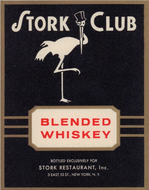 Stork Club Liquor Label - Blended Whiskey 1940s - A4 (210x297mm) Archival Print (Unframed)