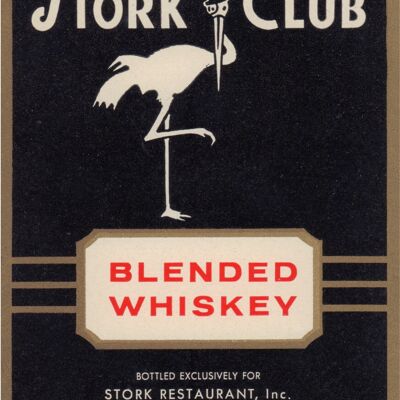 Etiqueta de licor Stork Club - Whisky mezclado de la década de 1940 - Impresión de archivo A4 (210 x 297 mm) (sin marco)