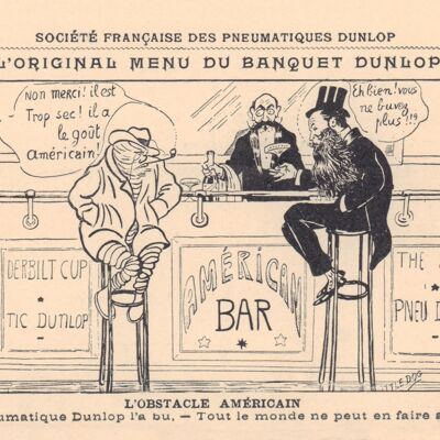 Tarjeta postal Menu du Banquet Dunlop de principios de 1900 - Impresión de archivo A2 (420 x 594 mm) (sin marco)