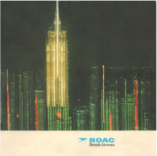 BOAC - British Airways: London - Philadelphia/Detroit 1970s - 21x21cm (approx. 8x8 inch) Archival Print (Unframed)