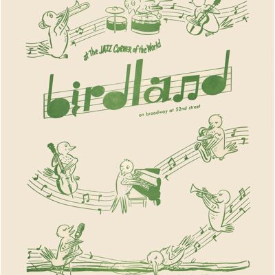 Das Original Birdland Jazz Club, New York 1950er Menü-Kunst - A4 (210 x 297 mm) Archivdruck (ungerahmt)