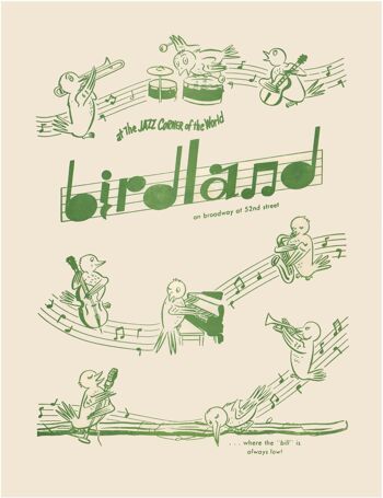 L'Original Birdland Jazz Club, New York des années 1950 Menu Art - A4 (210 x 297 mm) impression d'archives (sans cadre) 1