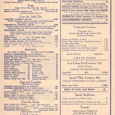 Paramount Pictures Cafe Continental, Hollywood 1956 - A4 (210 x 297 mm) Stampa d'archivio (senza cornice)