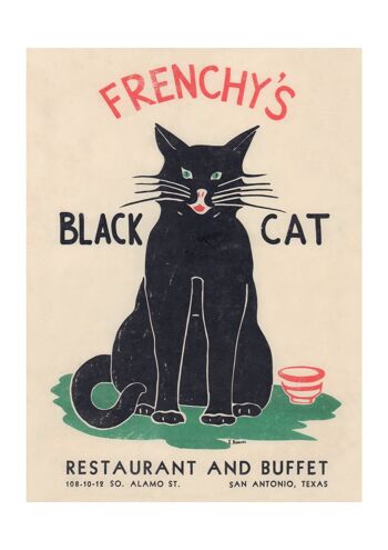 Chat noir de Frenchy, San Antonio Texas des années 1940/1950 - Avant - A3 (297x420mm) Tirage d'archives (Sans cadre) 1