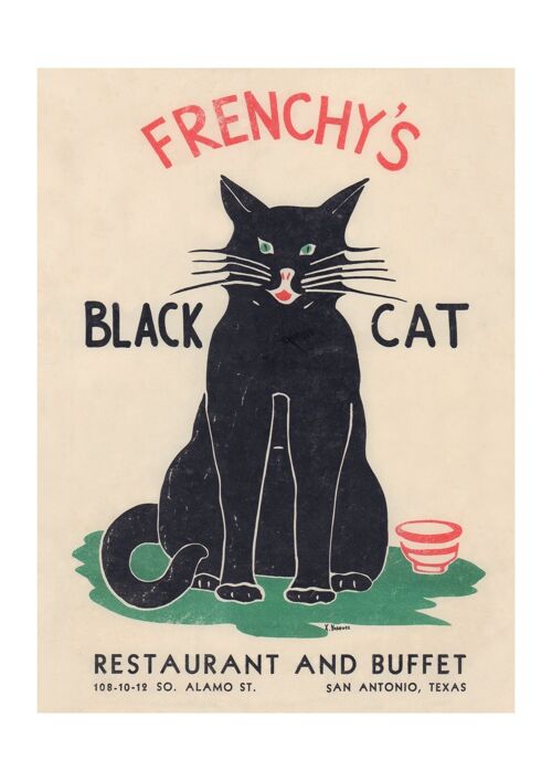 Frenchy's Black Cat, San Antonio Texas 1940s/1950s - Front - 50x76cm (20x30 inch) Archival Print(s) (Unframed)