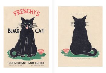 Chat noir de Frenchy, San Antonio Texas des années 1940/1950 - à la fois avant + arrière - A3 (297x420mm) tirage(s) d'archives (sans cadre) 1