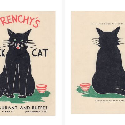 Frenchy's Black Cat, San Antonio Texas Década de 1940/1950 - Frontal y posterior - A2 (420x594 mm) Impresión (es) de archivo (sin marco)