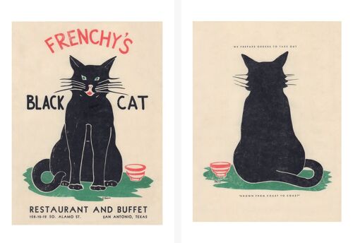 Frenchy's Black Cat, San Antonio Texas 1940s/1950s - Both Front + Rear - 50x76cm (20x30 inch) Archival Print(s) (Unframed)