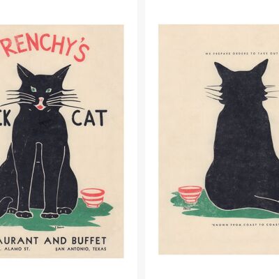 Frenchy's Black Cat, San Antonio Texas Década de 1940/1950 - Delantero + Trasero - 50 x 76 cm (20 x 30 pulgadas) Impresión (es) de archivo (sin marco)