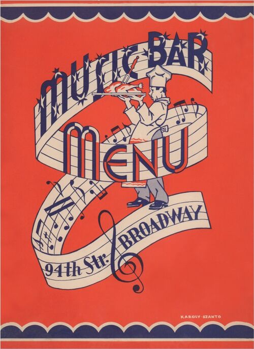 Music Bar, New York 1941 - A4 (210x297mm) Archival Print (Unframed)